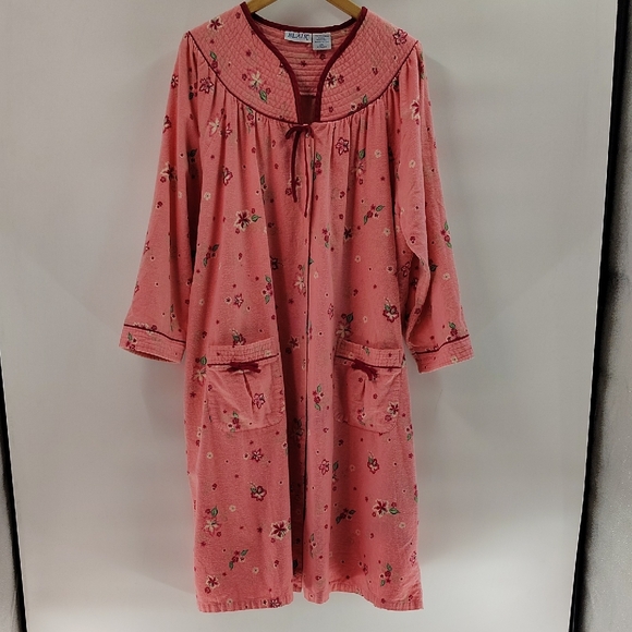 Blair House Coat Size 2XL Pink Floral Long Sleeve Front Pockets 100% Cotton - Picture 1 of 2